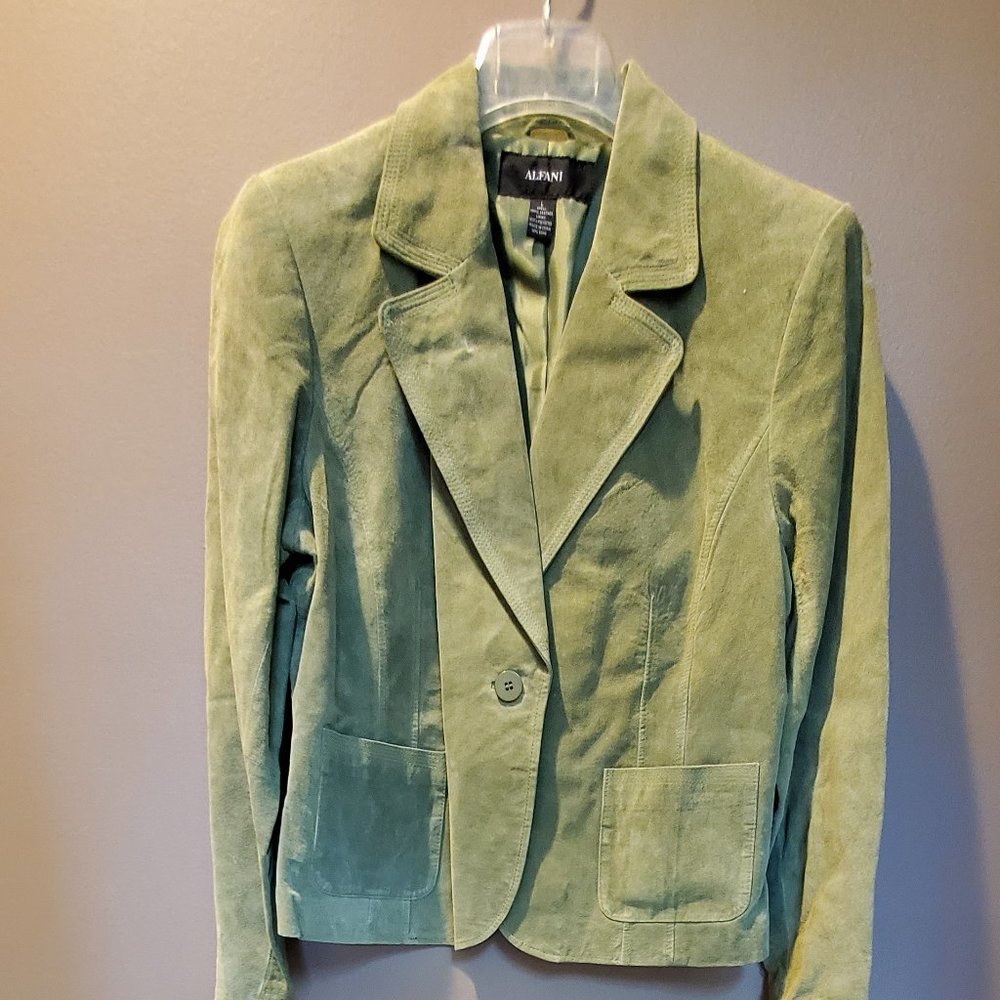 Alfani Lime Leather Blazer Jacket